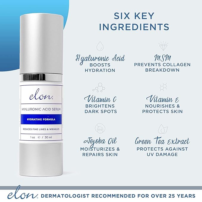 Elon Face Skin Care Set – Skin Care Kit w/ Antioxidant C Moisturizer for Face, Skin Anew Hydrolyzed Collagen Capsules, & Hyaluronic Acid Serum for Face – Skin Care Products for All Skin Types-VivaGrace Women