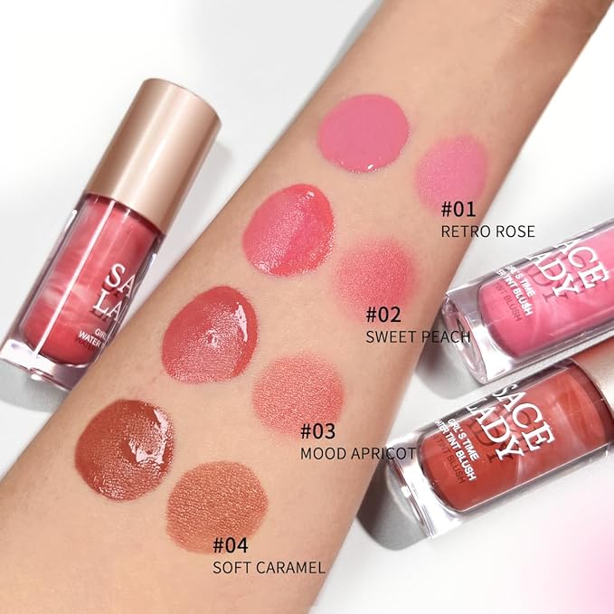 4 Colors Liquid Blush Makeup Kit, Long Lasting Pigmented Natural Matte Face Blush Cream Gel, Lightweight, Blendable, Cruelty Free Women Face Cosmetics Set 4Pcs-VivaGrace Women