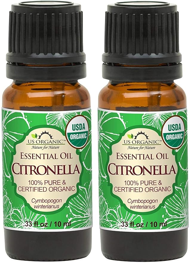 US Organic Citronella Essential Oil, USDA Certified, 100% Pure, 10 ml Pack of 2, Improved caps and droppers – Used for Skin Care, Many DIY Projects Like Candle Making and Much More-VivaGrace Women