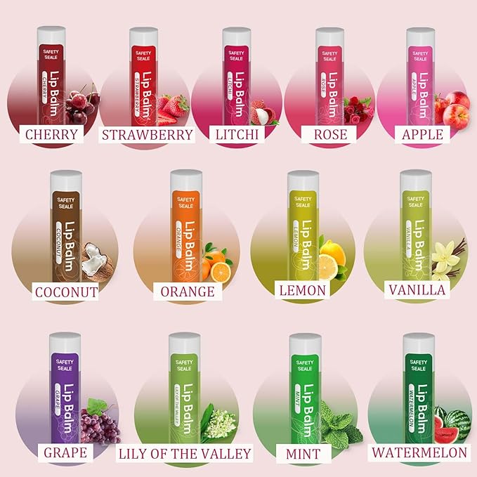 130 Pack Natural Lip Balm Bulk with Vitamin E and Coconut Oil - Moisturizing, Soothing, and Repairing Dry and Chapped Lips - 13 Flavors - Non-GMO 0.15 Oz-VivaGrace Women