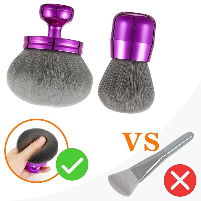 Extra Large Kabuki Brush Set for Body and Face Foundation & Makeup,Multi-functional,Mix bronze self-tanning applicator, wide round head, Great gift for women with Velvet bag(Purple 2pcs)-VivaGrace Women