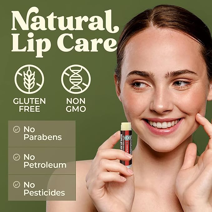 SPF Lip Balm 4-Pack by Earth's Daughter - Lip Sunscreen, SPF 15, Organic Ingredients, Strawberry Flavor, Beeswax, Coconut Oil, Vitamin E - Hypoallergenic, Paraben Free, Gluten Free-VivaGrace Women