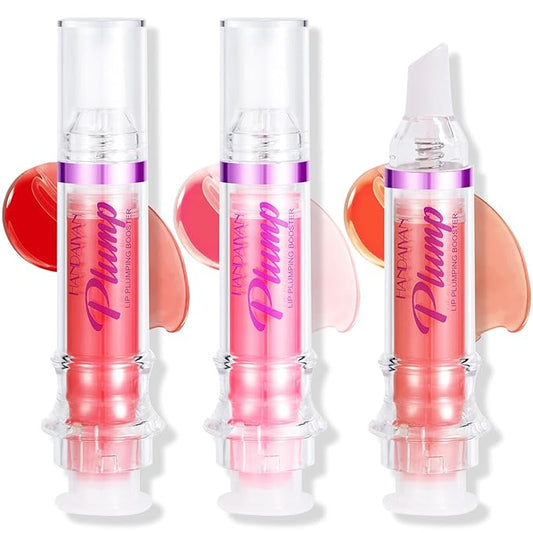 Natural Spicy Lip Plumping Booster Lip Plumping Oil, Lip Plumper Gloss, Ultra-Hydrating & Nourishing Plump and Pout Lip Plumper, Glossy Finish Fuller Lip Plumping Lip Gloss for Women Girls(3PC)-VivaGrace Women
