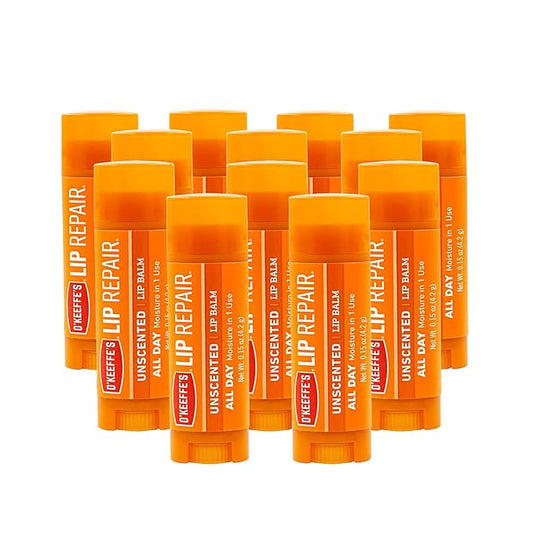 O'Keeffe's Unscented Lip Repair Lip Balm for Dry, Cracked Lips, Stick, (Pack of 12)-VivaGrace Women