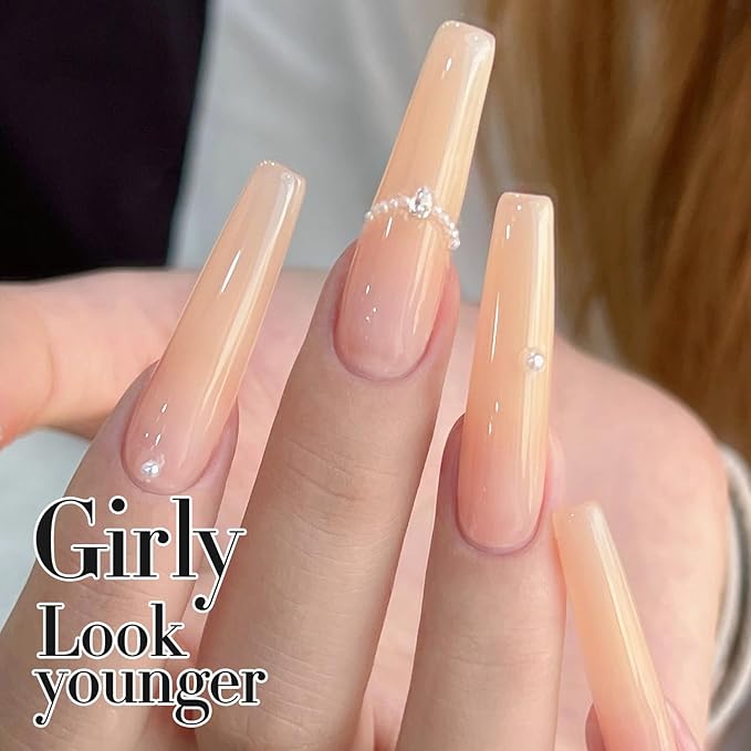 Double Rhythm Translucent Gel Polish Sheer Neutral Natural Light Milky Same Color Same Bottle 15ML Jelly UV Nail Polish Nail Art DIY at Home (Light Yellow Pink-A1423)-VivaGrace Women