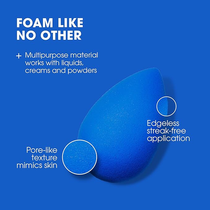Beautyblender® | Sapphire Beauty Blender Makeup Sponge, Super-Soft Foam Easily Blends Foundations, Powders & Creams, Made in USA, Reusable, Washable, Streak Free Application, Vegan, Cruelty Free-VivaGrace Women