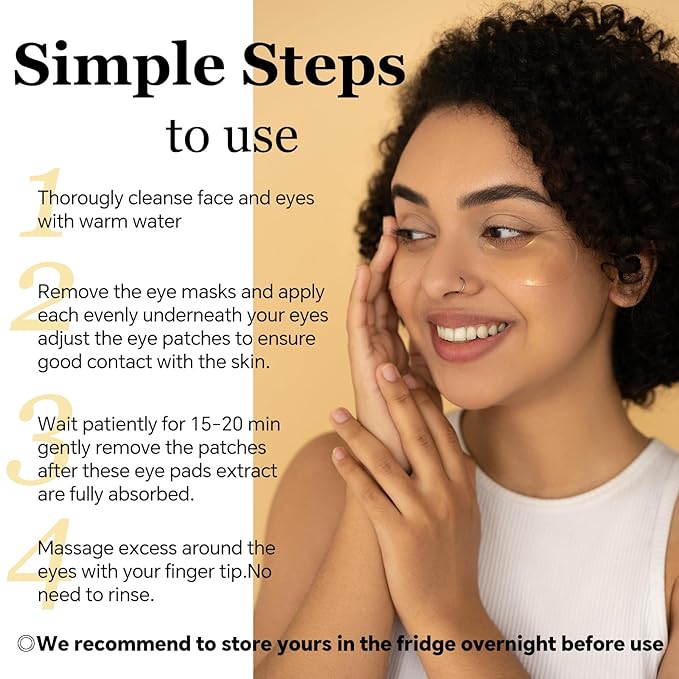 24k Gold Eye Treatment Maks 60PCS Under Eye Patch Cooling Under Eye Pads for Brightening Repairing and Refreshing Your Skin Under Eye Mask, Beauty Skin Care(gold)-VivaGrace Women