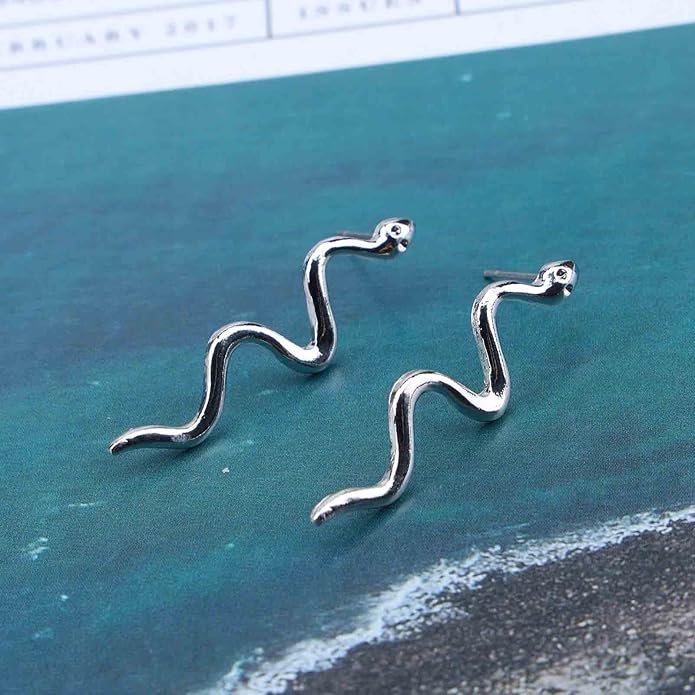 Vintage Snake Dangle Earrings Punk Snake Drop Earrings Gold Snake Stud Earrings Boho Serpent Earrings Jewelry for Women (Gold)-VivaGrace Women