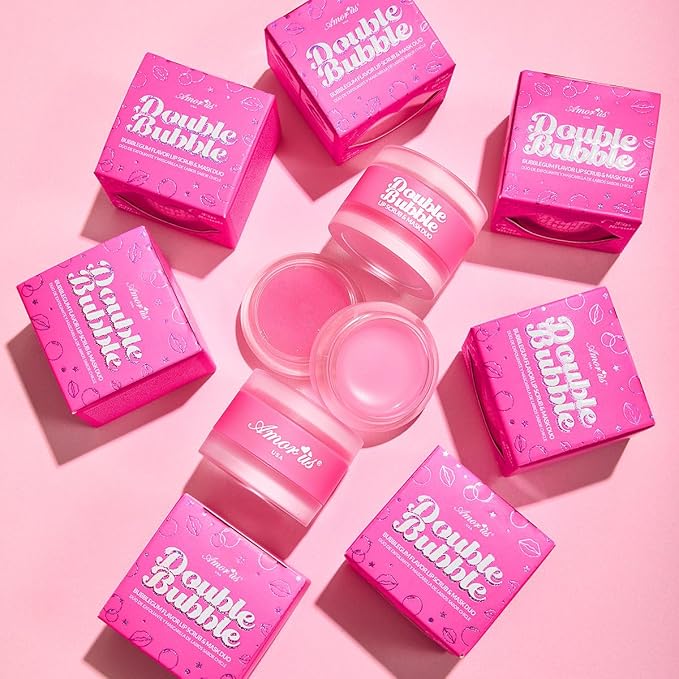 Beauty Bundle Lip Care AmorUs Double Bubble Lip Mask & Scrub Duo For Dry/Chapped/Cracked Lips Lip Exfoliant Promotes Healing & Collagen Lip Mask-VivaGrace Women