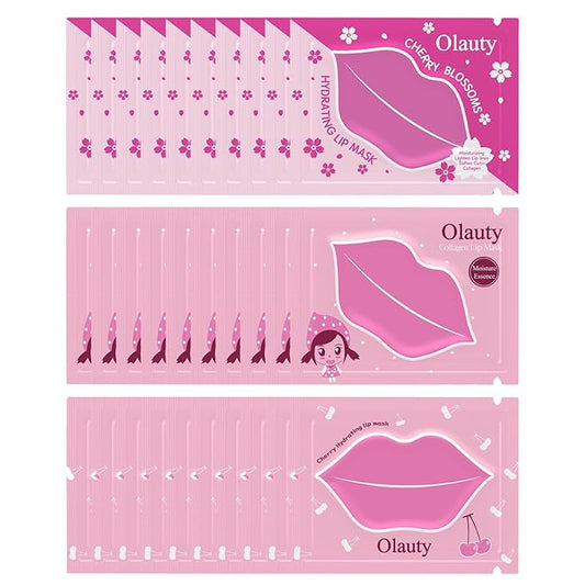 Eakroo 30 Pairs Collagen Crystal Pink Lip Masks, Collagen Lip Pads for Dry and Cracked Lips, Moisturizing Lip Care Gel Pads Remove Dead Skin, Minizes Lip Fine Lines, Lighten Lips, Plump Your Lips-VivaGrace Women