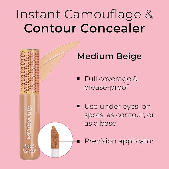 MCoBeauty Instant Concealer Camouflage & Contour, Medium Beige, Perfecting Contour with Flawless Coverage, Vegan, Cruelty Free Cosmetics-VivaGrace Women