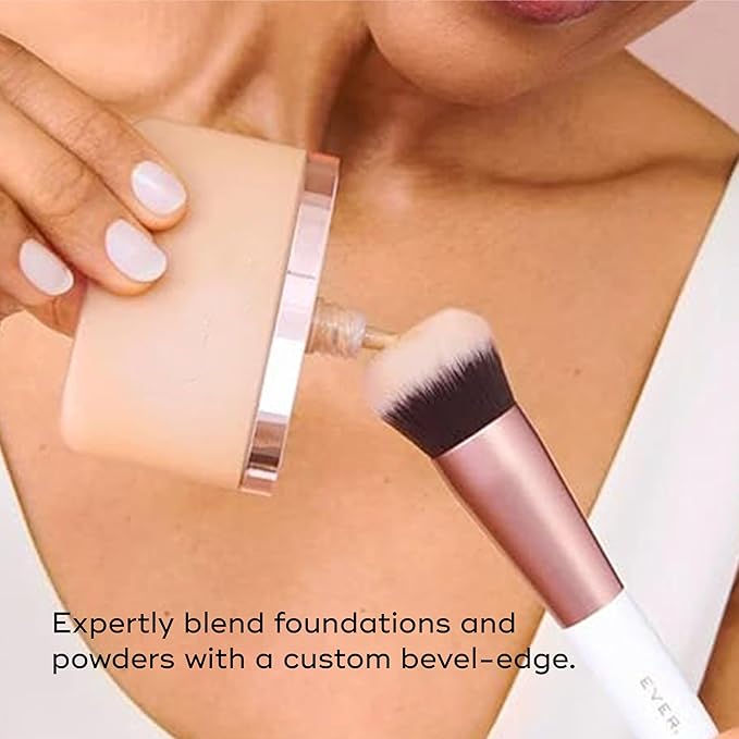 EVER Foundation Brush, Professional Face Makeup Brushes for Liquid and Powder Foundation, Contoured Foundation Brush, Vegan and Cruelty-Free-VivaGrace Women