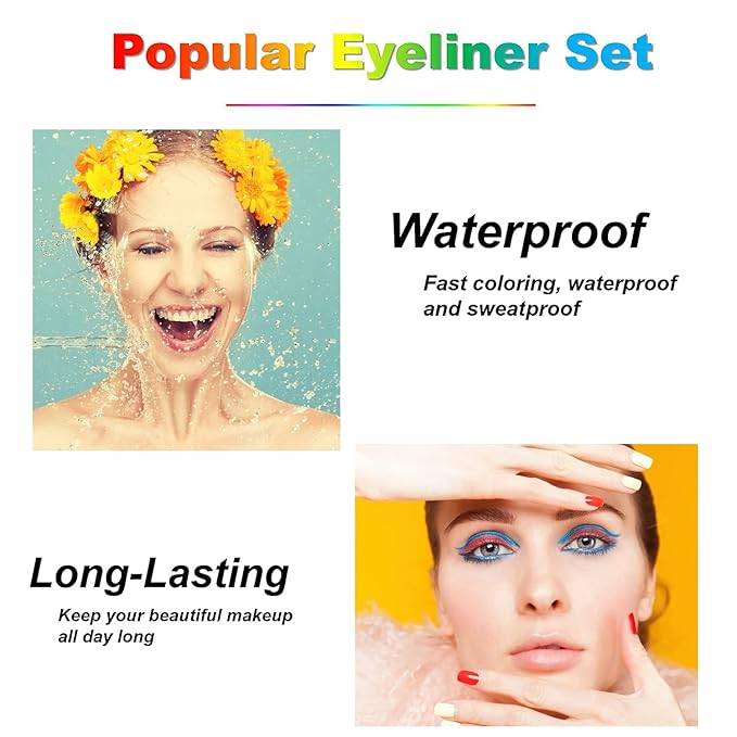 15 Colorful Eyeliner Pen Set, Shadow Pencil, Pearl Eyeliner Kit Metallic Glitter Eyeliner for Women Eye&Lip Liner Professional Colorful Eyeliner Eye Color Eye Makeup Set(15PCS)