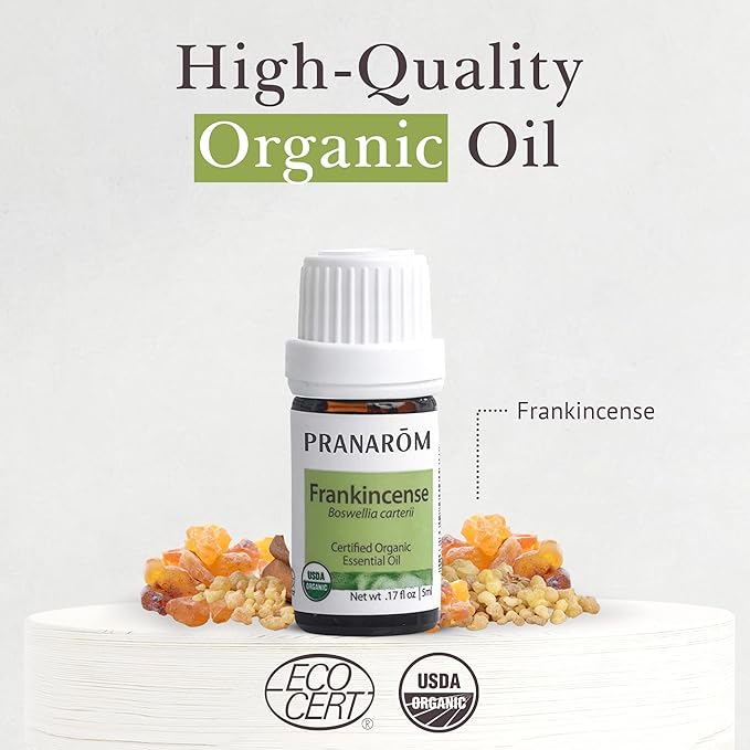 Pranarom USDA Certified Organic Frankincense Essential Oil (5ml), 100% Pure Undiluted Therapeutic Grade from Somalia for Aromatherapy, Diffuser, Skincare, Relaxation, Meditation-VivaGrace Women