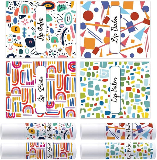 OLYCRAFT 100Pcs Self-Adhesive Lip Balm Tag Stickers 1.7x2.1 inch Waterproof Adhesive Label with Colorful Texture Rectangle Lipstick Tag Sticker for Lip Balm Container Tubes Lipstick Wrapping Decor-VivaGrace Women