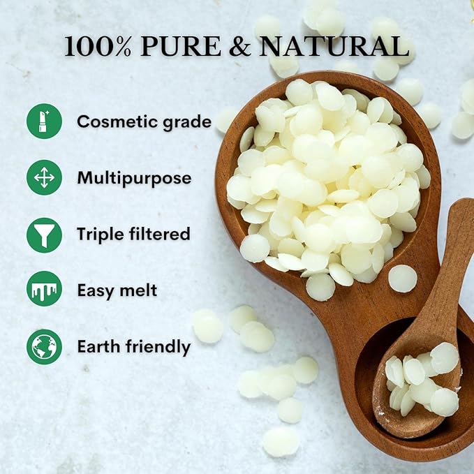 White Beeswax Pellets 8 oz, Pure, Natural, Cosmetic Grade, Bees Wax Pastilles, Triple Filtered, Great For DIY Lip Balms, Lotions, Candles By White Naturals-VivaGrace Women
