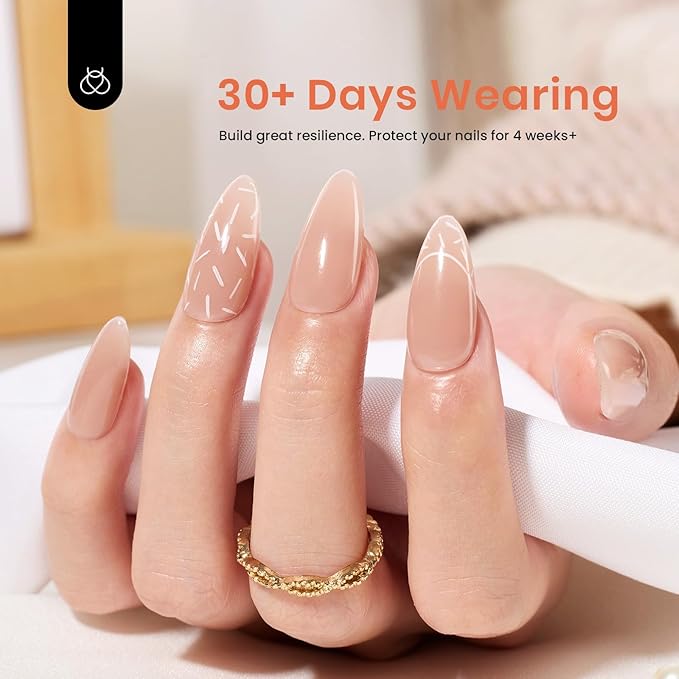 Beetles Builder Gel 7 in 1 Strengthener Gel Nail Polish Nude Color Jelly Beige for Nail Apex and Extension Cover Building Nail Salon DIY Manicure Design-VivaGrace Women