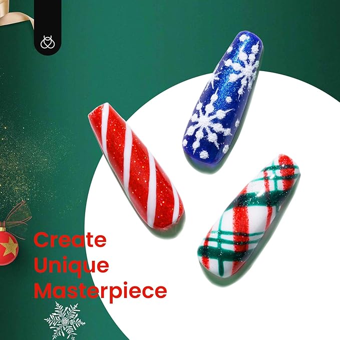 Beetles Glitter Gel Nail Polish, 6 Colors Red Green Gel Nail Polish Set Soak Off Uv LED Nail Lamp Reflective Glitter Nail Art DIY Home Nails Manicure Gifts for Women Her Girls-VivaGrace Women