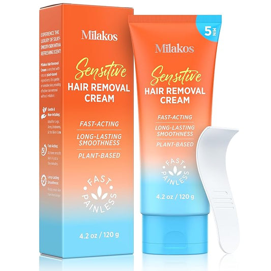 Hair Removal Cream for Women - 5-Minute Painless Depilatory for Sensitive Skin & Bikini Area - Plant-Based, No-Irritation Formula for Legs, Arms & Underarms