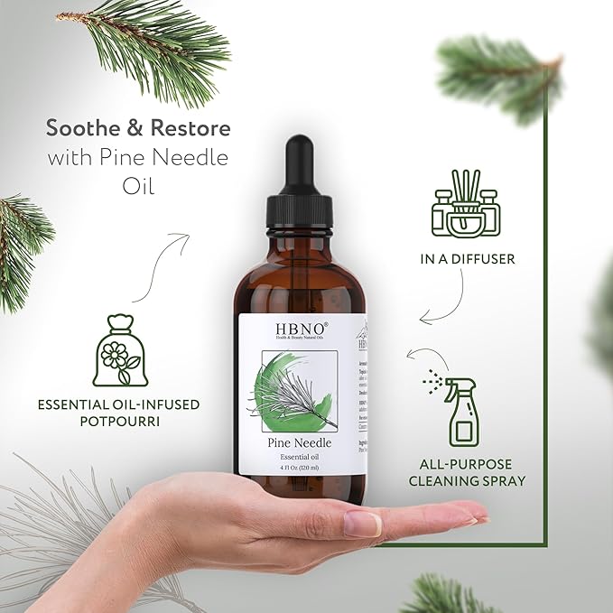 HBNO California Bottled Pine Needle Essential Oil 4 fl oz (120ml) - Natural Pine Needle Oil - Perfect for Cleaning, Aromatherapy, DIY, Soap & Diffuser-VivaGrace Women