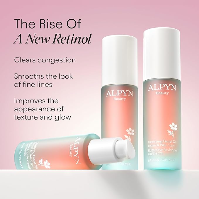 ALPYN Clarifying Facial Oil with Retinol & Pink Algae | Clear Congestion, Smooth Fine Lines, Improve Texture & Glow | 1 Fl Oz / 30 ml-VivaGrace Women
