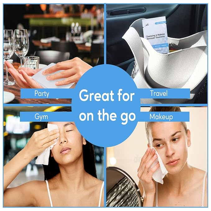Cleansing & Makeup Remover Towelette with Vitamin E – Alcohol-Free Heavy Face Cleansing Wipes – Exfoliating Makeup Remover Wipes – Biodegradable & Eco Friendly Make up Remover Face Wipes - Pack of 250