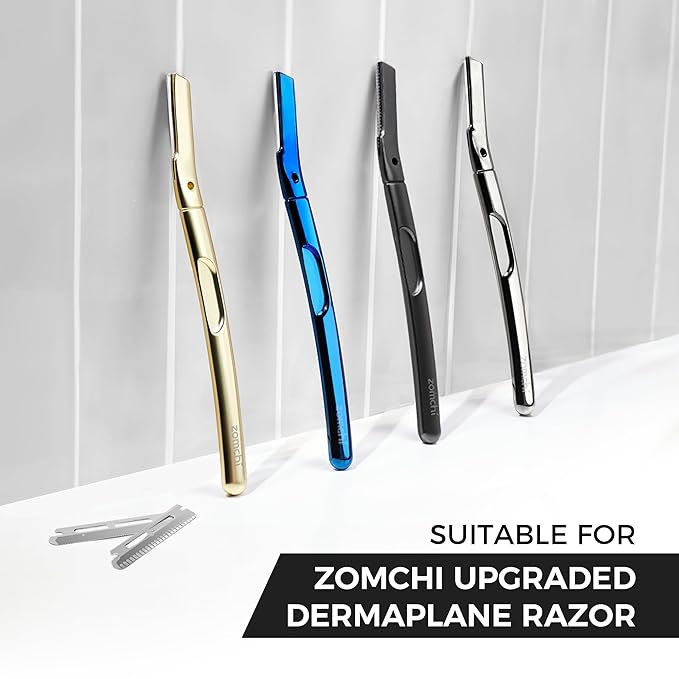 ZOMCHI Reusable Metal Dermaplane Tool Refills, Set of 10 Replacement Blades (Micro Distance), Dermaplaning Razor Refills, Plastic Free Eyebrow Razor Blades-VivaGrace Women