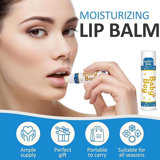 DMSKY 60 Pcs Baby Shower Favors, Lip Balms Bulk Gift for Guests, Boys Girls Games Neutral Gender Reveal Favors, Baby Shower Birthday Party Supplies Basket Gift Stuffers-VivaGrace Women