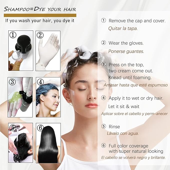 Light Brown Hair Dye Shampoo, 3-in-1 Hair Color Shampoo for Gray Hair Coverage for Women & Men, Natural Brown Shampoo Hair Dye Colors Hair in Minutes, Shampoo Tinte Para El Cabello, Champu Para Canas-VivaGrace Women