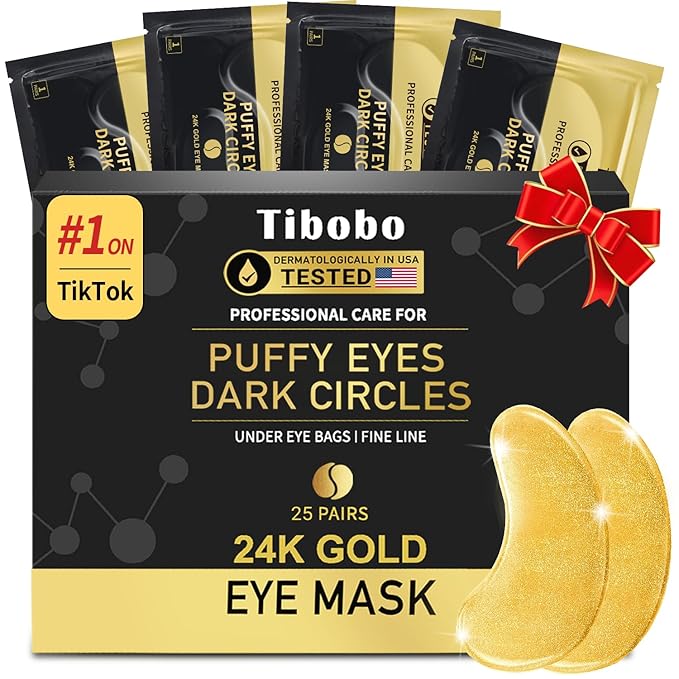 Under Eye Patches (25 Pairs) - 24K Gold Eye Masks Enriched with Abundant Collagen | Diminish Dark Circles and Puffiness | Anti-Aging, Smooth Fine Line, Nourish Skin - Gifts for Women Skin Care-VivaGrace Women