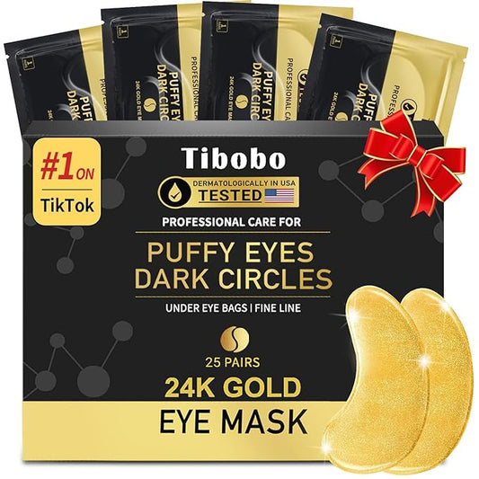 Under Eye Patches (25 Pairs) - 24K Gold Eye Masks Enriched with Abundant Collagen | Diminish Dark Circles and Puffiness | Anti-Aging, Smooth Fine Line, Nourish Skin - Gifts for Women Skin Care-VivaGrace Women