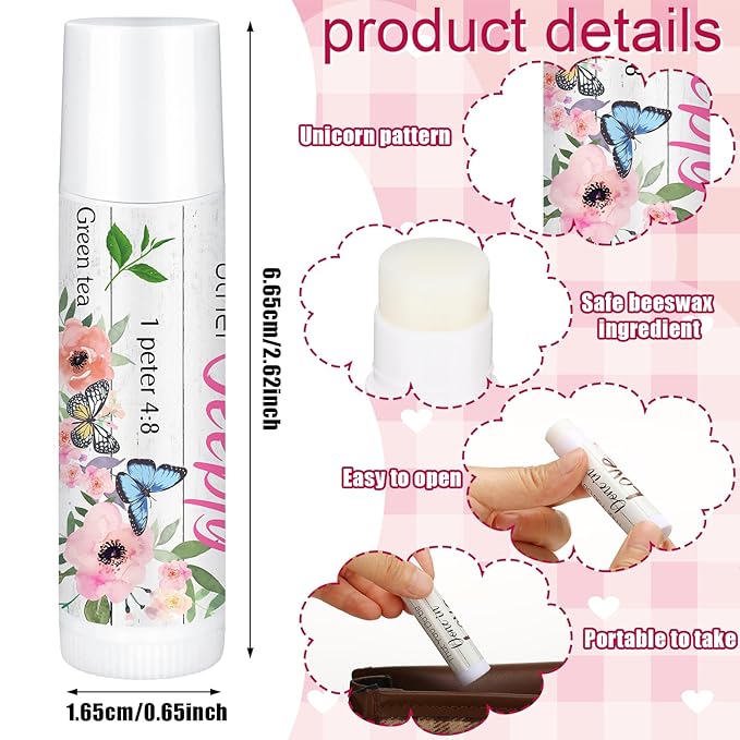 50 Pcs Bible Verse Lip Balm Bulk Christian Gifts for Women Faith Religious Moisturizing Lip Balm with Scripture Inspirational Lip Care Product for Friend Teacher Worker Employee-VivaGrace Women
