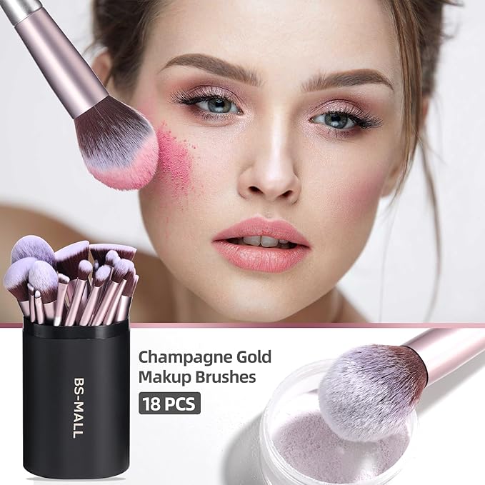 BS-MALL Makeup Brush Set 18 Pcs Premium Synthetic Foundation Powder Concealers Eye shadows Blush Makeup Brushes with black case-VivaGrace Women