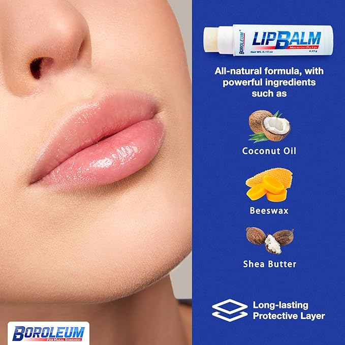 Natural Lip Balm by Boroleum | Best Chapped Lip Moisturizer for Dry Cracked Lips | All Natural Ingredients for Men Women and Kids | 4.25 gr. Tubes, 2 Lip Balms Per Pack-VivaGrace Women