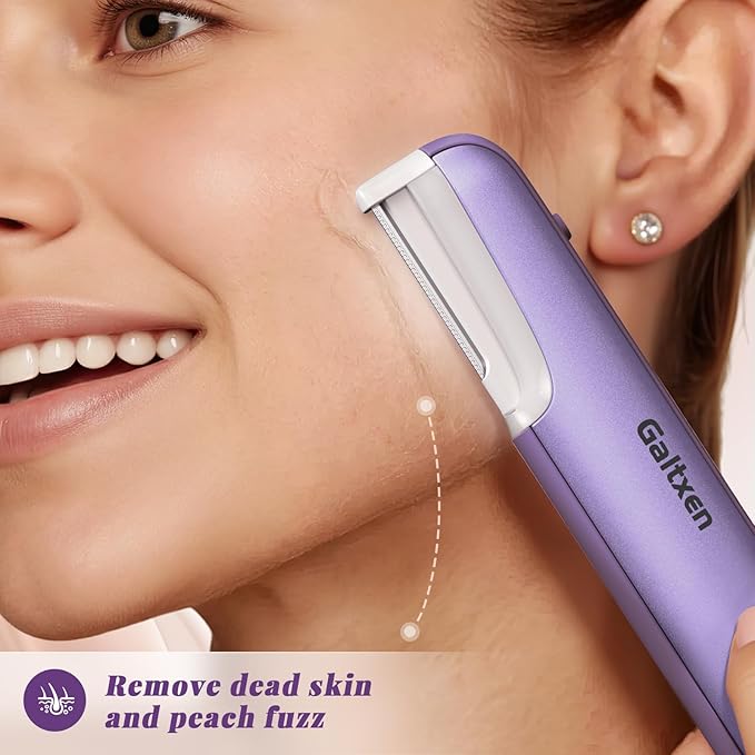 Dermaplaning Tool for Women - Facial Exfoliation & Peach Fuzz Hair Removal with Rechargeable Sonic Edge Technology, 10 Refill Blades-VivaGrace Women