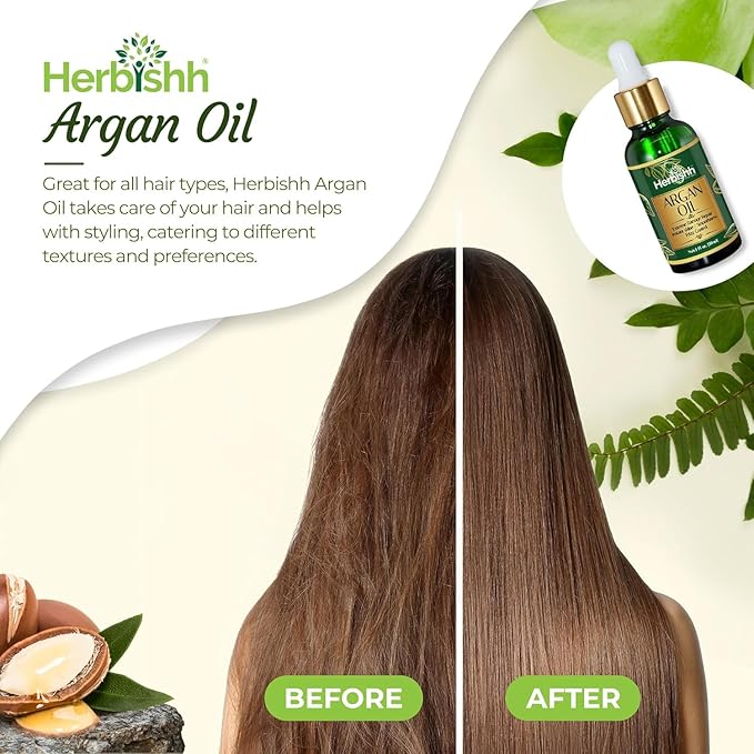 Herbishh Argan Oil & Hair Mask Combo For Deep Conditioning Treatment – Argan Oil for Hair Repair & Frizz Control (30ml) & Argan Hair Mask for Hydration (150ml), Sulfate & Paraben Free-VivaGrace Women