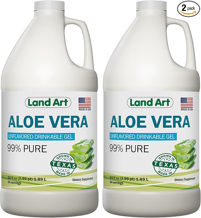 Organic Aloe Vera Drinkable Gel for Heartburn & Acid Reflux Relief - 99.7% Pure - Cold-Processed - Improves Digestive Health - Soothing and Natural - Vegan & Gluten-Free - 64 fl oz (Pack of 2)-VivaGrace Women