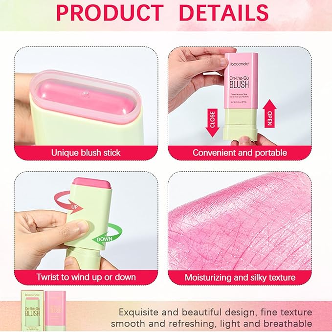 Cream Coral Orange Blush Stick,Multi-Use Makeup Milk Blush Stick,Long Lasting Natural Blush Makeup 2-in-1 Cheek and Lip Tint,Waterproof Vegan Tinted Moisturizer Matte Blush Stick for Cheeks and Lip-VivaGrace Women