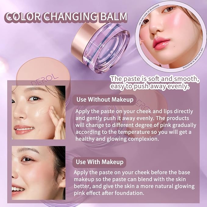 Moisturizing Blush Rouge Color Changing Blusher for Cheeks and Lips Balm Multi Use Cream Liquid Waterproof Gel for Cheeks & Lips Gloss Glossy Shiny Finish Makeup-VivaGrace Women