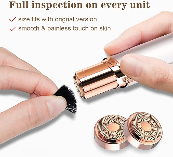 Hair Remover for Face Woman, Electric Face Shaver for Women Chin, Lip, Peach Fuzz with 2 Pc Replacement Heads, USB Rechargable-VivaGrace Women