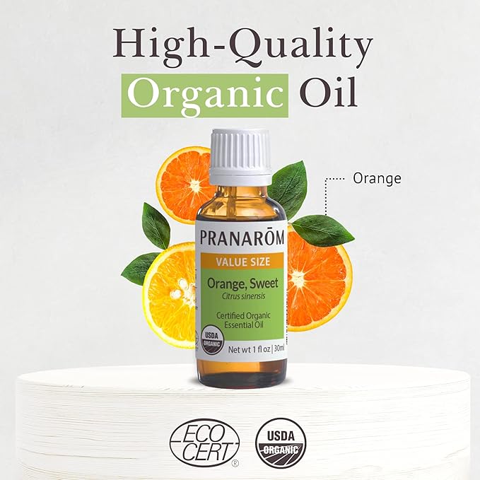 Pranarom USDA Certified Organic Sweet Orange Essential Oil (30ml), 100% Pure Undiluted Therapeutic Grade from Mexico for Aromatherapy, Diffuser, Citrus Scent, Soothing, DIY Cleaning-VivaGrace Women
