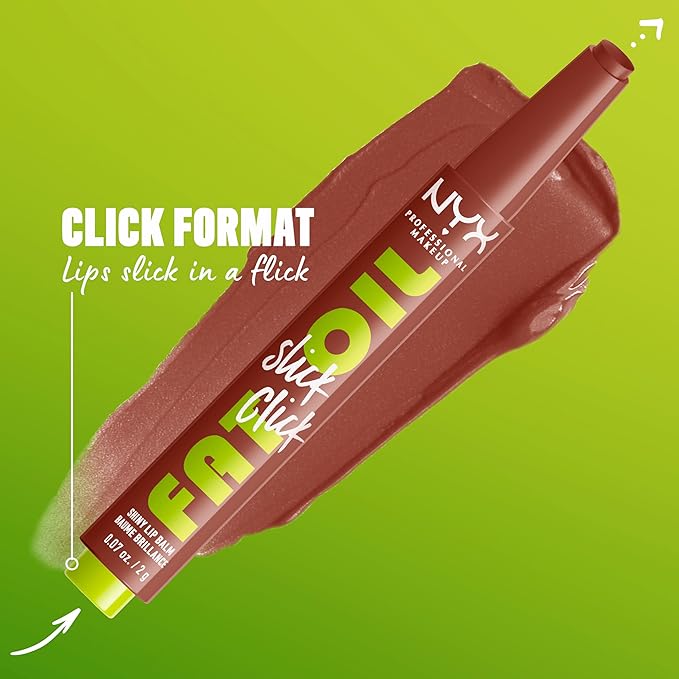 NYX PROFESSIONAL MAKEUP Fat Oil Slick Click, Lightweight, Buildable, Pigmented Vegan Lip Balm - Link In My Bio-VivaGrace Women