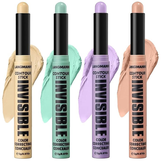 LANGMANNI Multi-Use Face Contour Stick,Highlighter & Concealer Stick, Combo Use For Correcting Color Balancing (#01+#02+#03+#04, 4 Count (Pack of 1))-VivaGrace Women