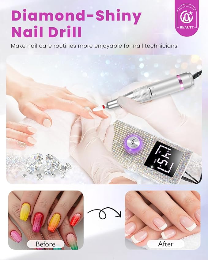 CozyZen Cordless Electric Nail Drill, 45000 RPM Rechargeable Diamond E-File, Portable & Low Noise for Acrylic/Gel Nails, Manicure & Pedicure - Professional & Home Use-VivaGrace Women