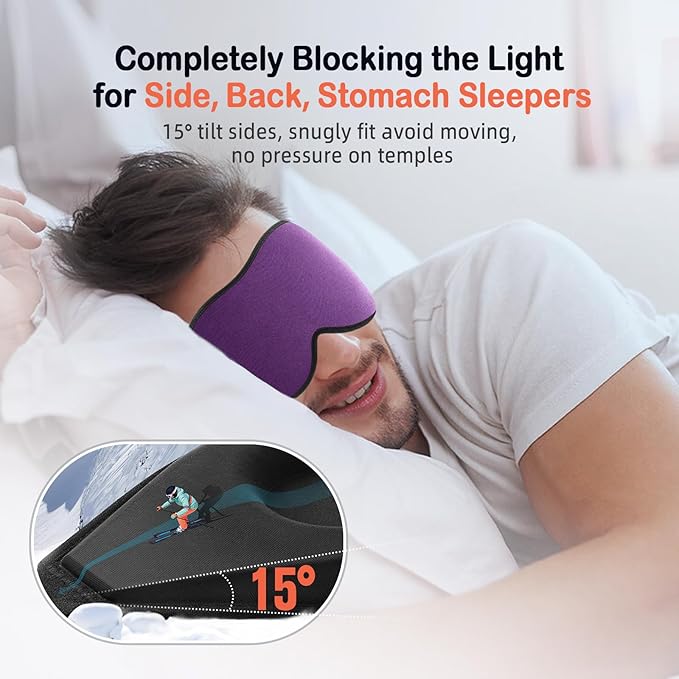 LitBear Sleep Mask for Side Sleeper Women Men, Eye Mask for Sleeping Light Blocking, 3D Contoured Cup Sleeping Mask, Soft Breathable Sleep Eye Mask with Adjustable Elastic Strap for Flight Nap-VivaGrace Women