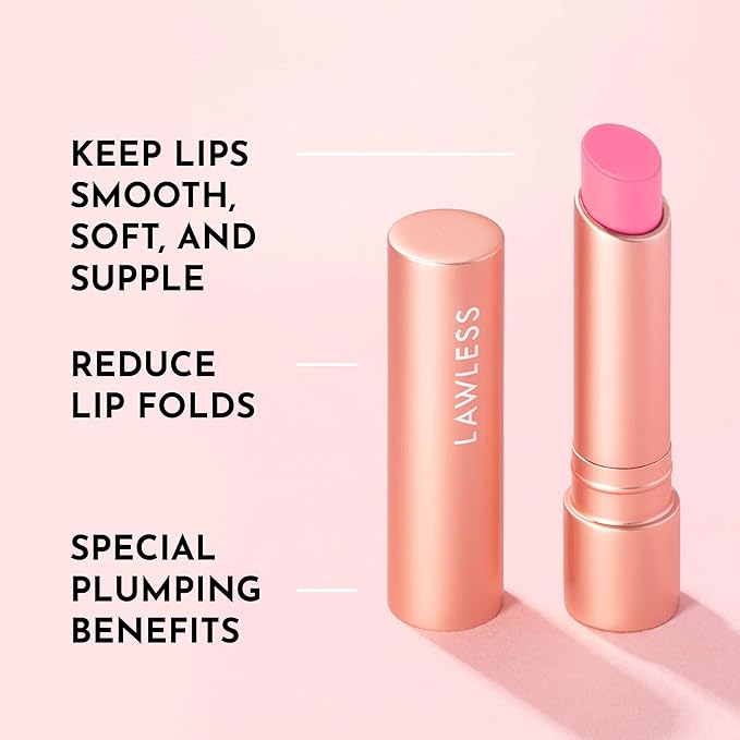 "LAWLESS Forget the Filler Lip Plumping Line-Smoothing Tinted Balm, Baby Doll, Pink, 0.09 Ounce"-VivaGrace Women