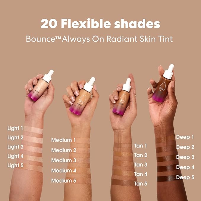 Beautyblender 12-Hour Always on Radiant Skin Tint, Breathable Serum Foundation Stays Put for All Day Long Wear, Infused with Hyaluronic Acid & Niacinamide, Deep 1-VivaGrace Women
