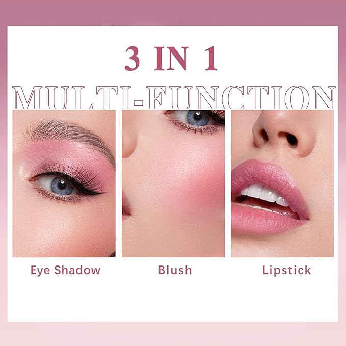 Cream Blush Stick for Cheeks Makeup,Waterproof Blush Face Stick Multi-Use Lip and Cheek Tint,Matte Finish Lightweight Easy to Blend Natural Cream Blusher Makeup for All Skin Tones- Pink-VivaGrace Women