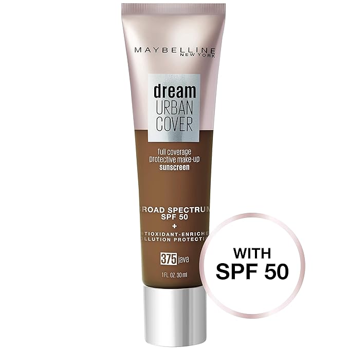 Maybelline Dream Urban Cover Flawless Coverage Foundation Makeup, SPF 50, Java-VivaGrace Women
