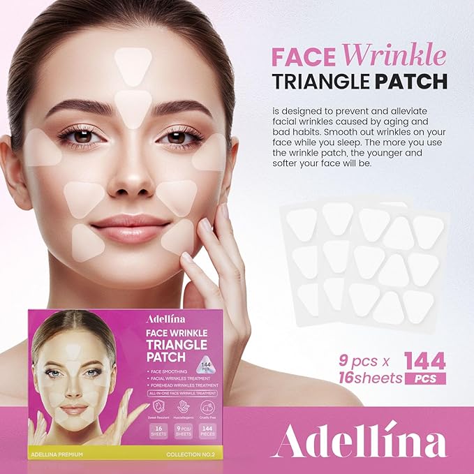 New Anti Facial Wrinkle Patches: Anti Wrinkle Patches Overnight - Smile Line Pathces - Facial Wrinkle Patche for Forehead, Smile Line, Under Eye 144 Pcs (1 Count (Pack of 144), Unscented)-VivaGrace Women